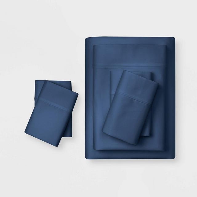 King 6pc 800 Thread Count Solid Sheet Set Indigo - Threshold Signature™