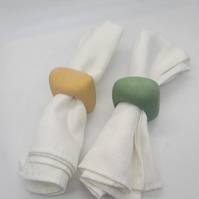Modern concrete napkin rings set of 4