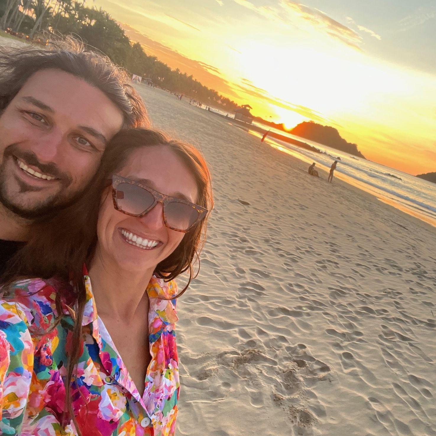 Enjoying our last Filipino sunset and dinner at Nacpan Beach, Palawan.