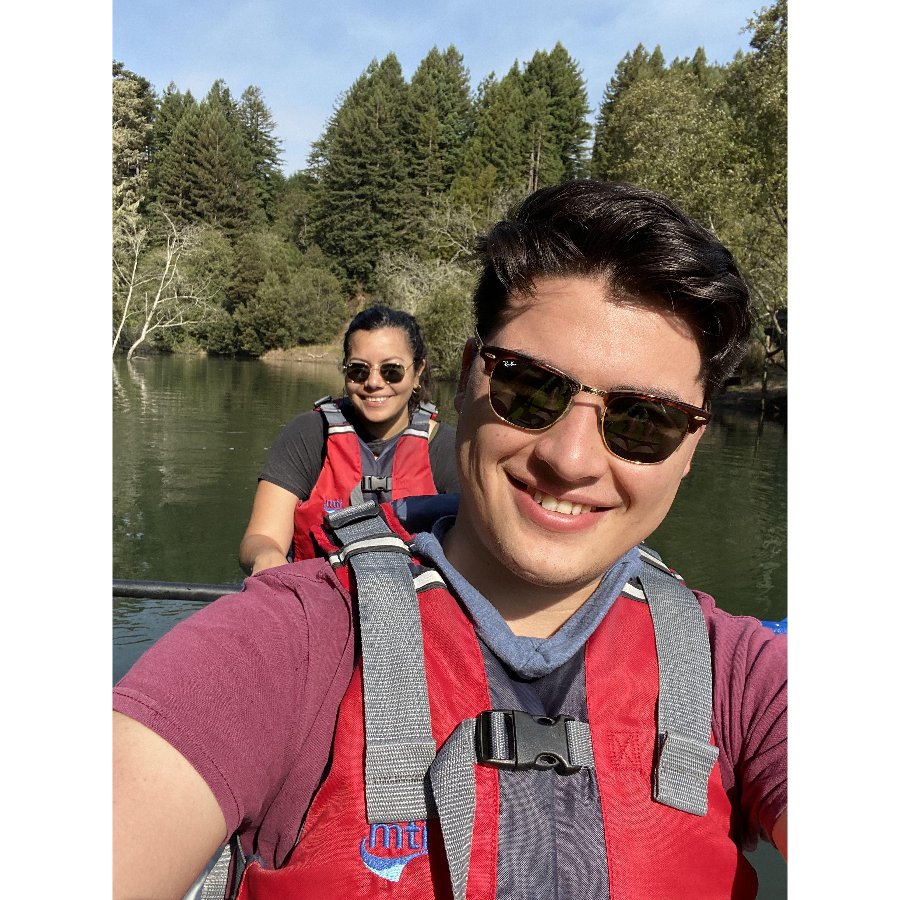 Kayaking down the Russian River.