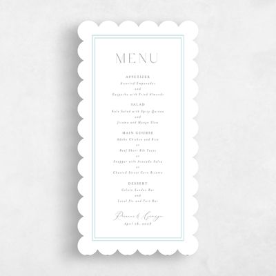 Blue Greenery Wedding Menu - Poplar