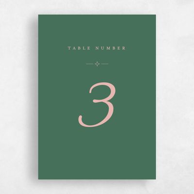Hunter, Green Wedding Table Number - Finnian