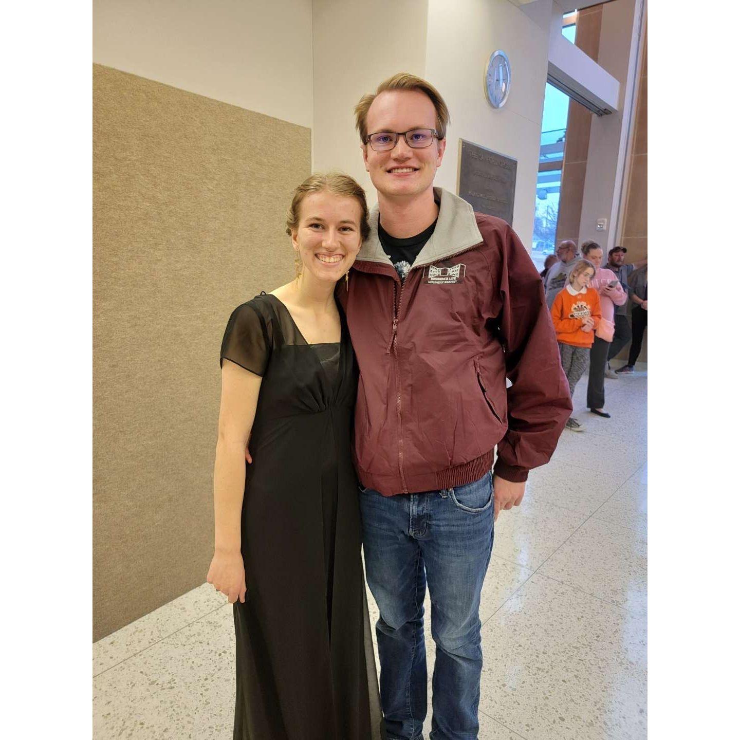 James supports Faith in all her college endeavors. This particular one being choir.