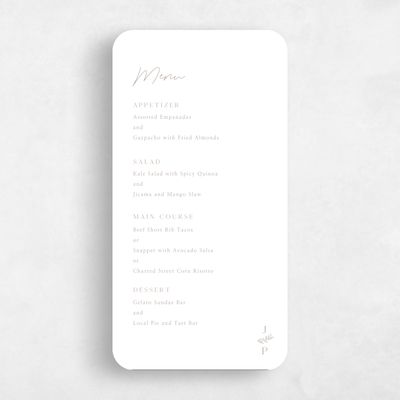 White Rounded Wedding Menu - Sivas