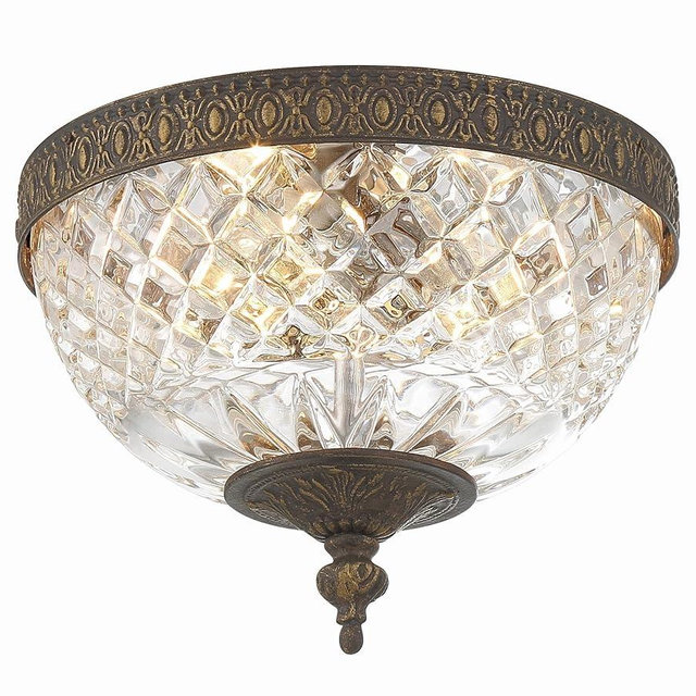 Crystorama 2 Light English Bronze Crystal Flush Mount