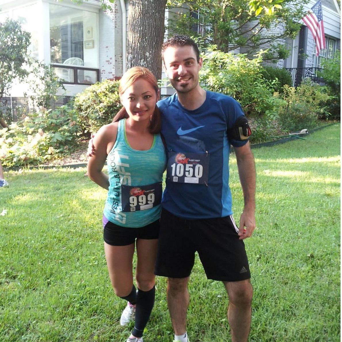 Our first 5K together as new friends. Firecracker Fast 5K on July 4th, 2013