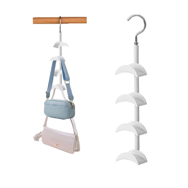 Purse Organizer Purse Organizer for Closet Purse Hanger-360 °Rotation,Curved Design, No Fear of Deformation of The Bag Strap，Premium and Smooth Purse Hook (White 1 Piece)
