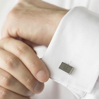 Personalized Gunmetal Rectangle Cuff Links