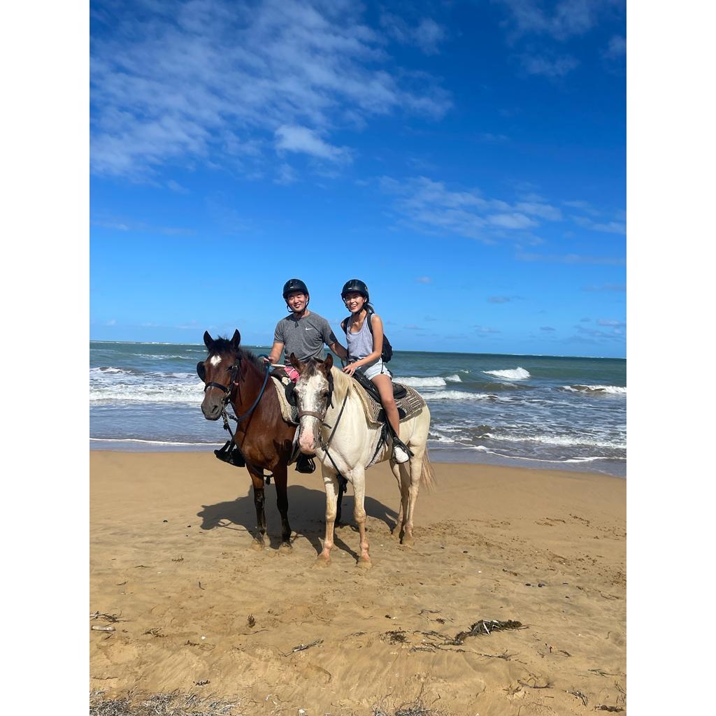 Exploring the beauty of our home island on horseback! As we rode our horses along the coastline, the wind in our hair, and the sun on our faces, we felt alive and free. We can't wait to do it again!