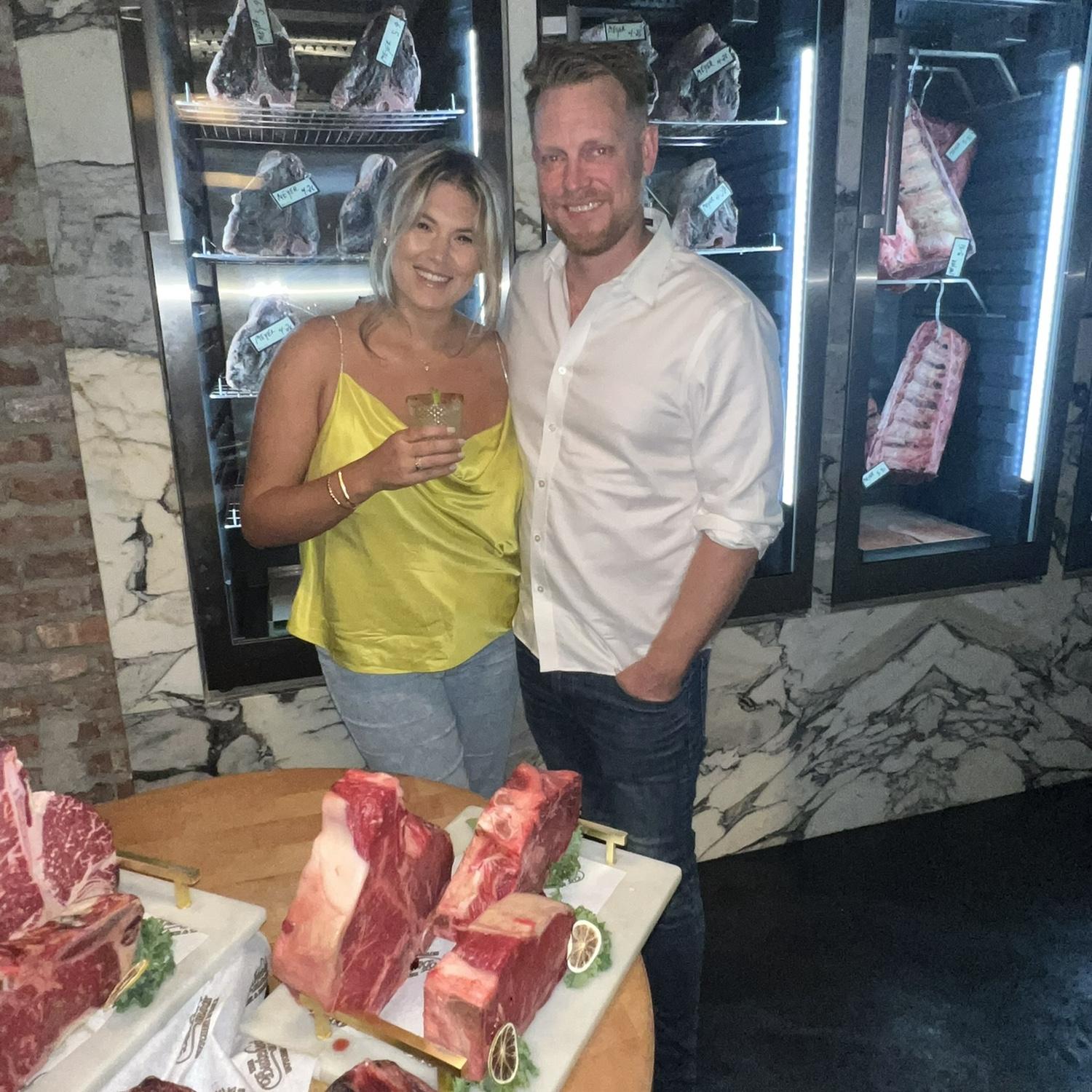 Taylor takes Logan inside a walk-in refrigerator of meat in the middle of New Jersey. A casual day for her.