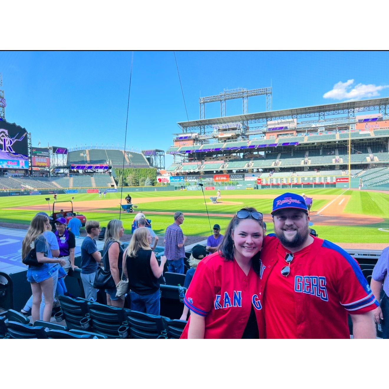 Rockies v Rangers baseball game