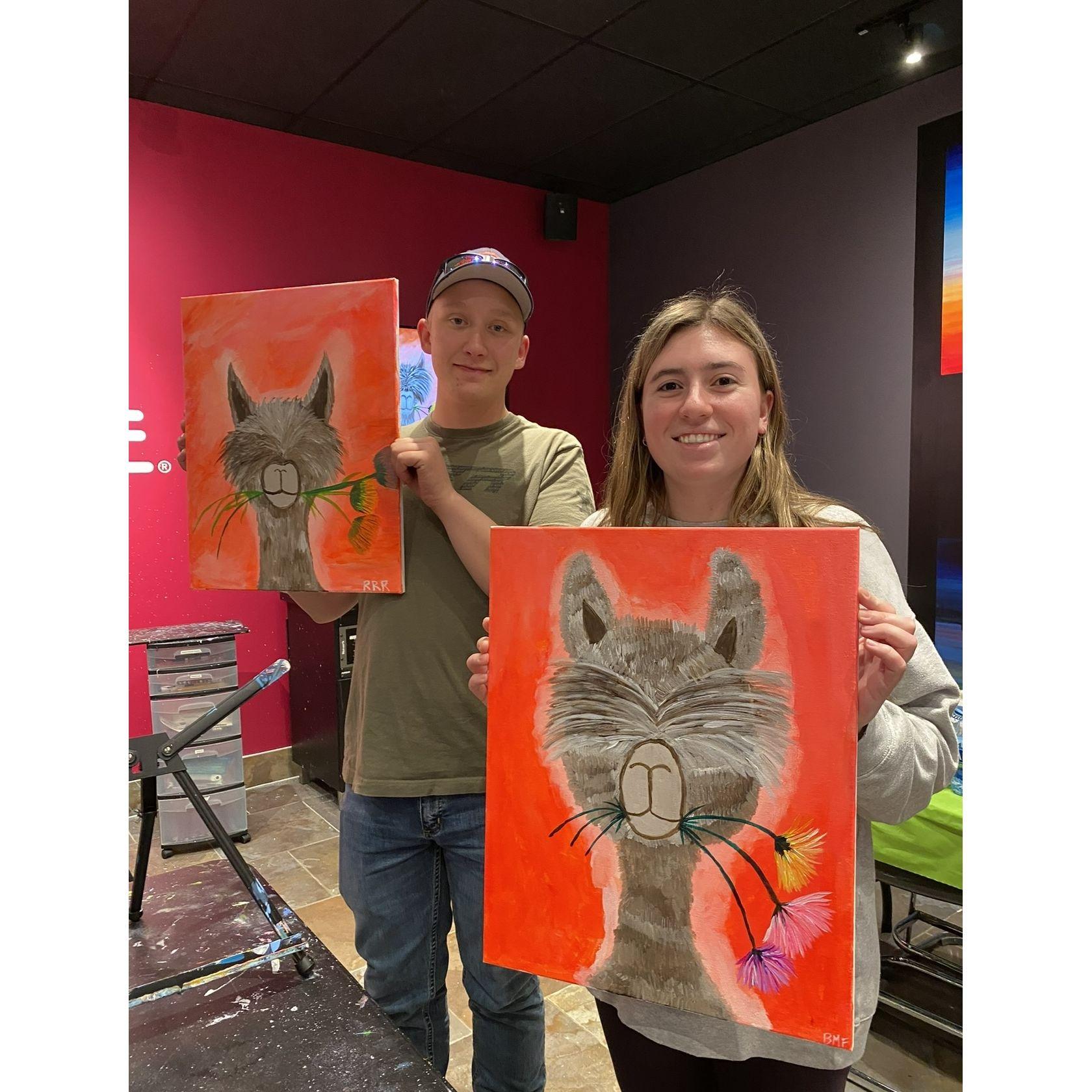 We were with family and friends painting and drinking alcohol.