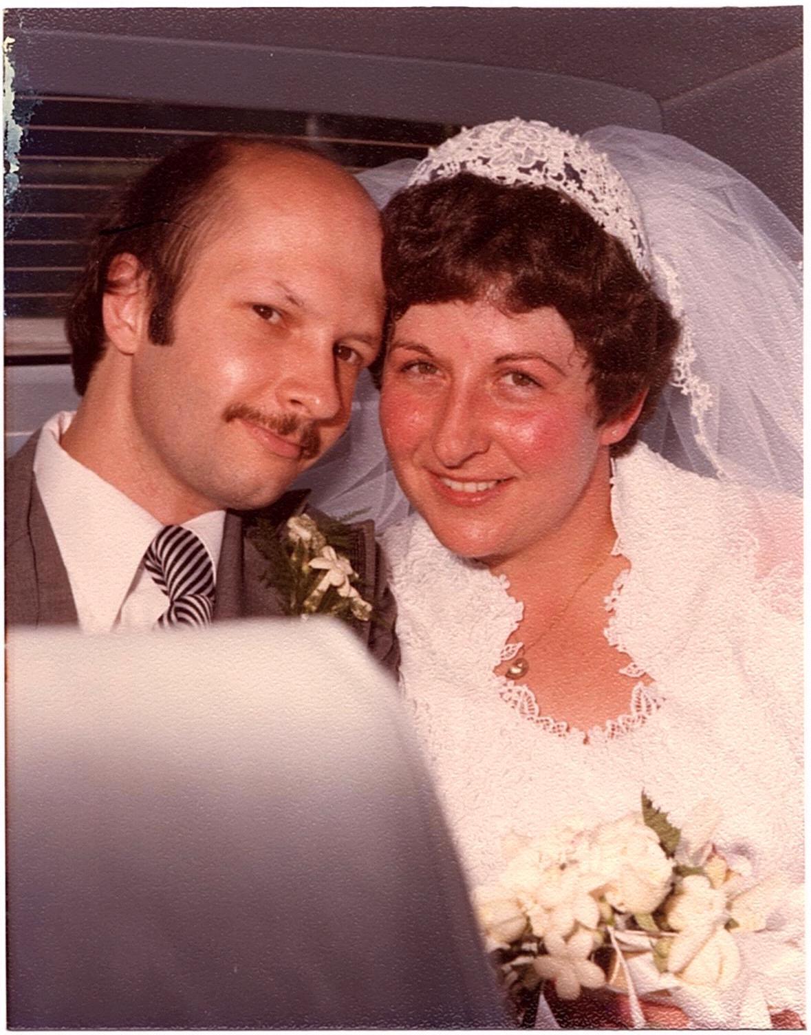 Kevin's parents Scott and Jacky on their wedding day on June 16, 1979. They have been married for over 40 years.