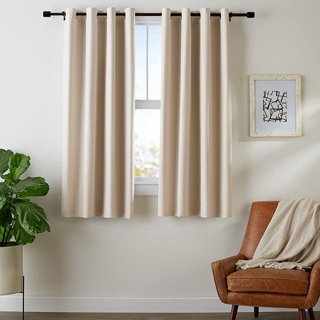 Amazon Basics Room Darkening Blackout Window Curtains with Grommets - 52" x 63", Beige, 2 Panels