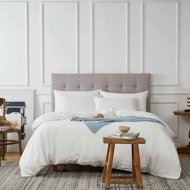 Linen Duvet Covers King by Berklan Linen Comforter Linen Bedding 100% French Natural Linen with YKK Zipper Closure Ultra Breathable (1 Duvet Cover 2 Pillow Shams King Size White)