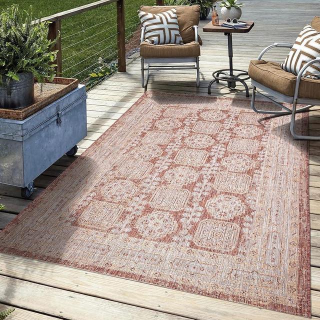 Keen Home Design Modern Outdoor Rug - 8x10 Washable Indoor/Outdoor Rug for Patio, Kitchen, Balcony, Beach, Garden, Deck and Porch. Size: 7'9" x 10'2"