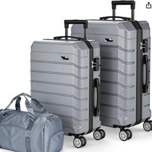 Luggage Sets 3 Piece, Hardside Carry On Suitcase with Spinner Wheels, Lightweight Durable Luggage for Travel | TSA Lock, Expandable Suitcase Set for Men and Women（20/26in） (Grey)