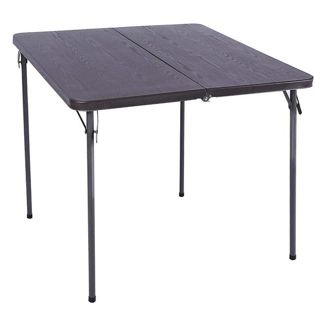 REDCAMP 34" Folding Card Table Square with Resin Top, Lightweight Portable Fold in Half Small Card Table for Adults Outside Outdoor Indoor Use, Black