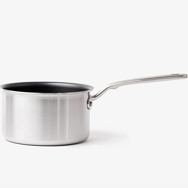 Made In Cookware - 2 Quart Non Stick Saucepan with Lid - Stainless Clad 5 Ply Construction - Induction Compatible - Made in Italy - Professional Cookware