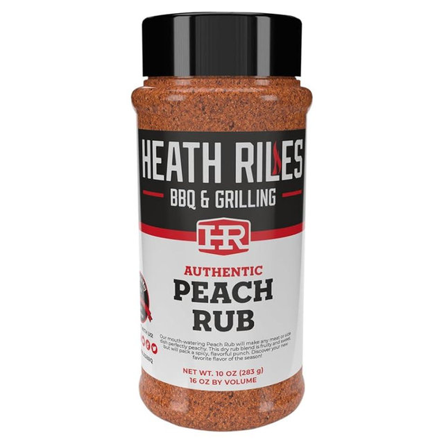 Heath Riles BBQ Rub - Peach Seasoning, Champion Pitmaster Recipe, Legendary Rubs For Smoking & Grilling, 80+ BBQ Championships, 10 oz.