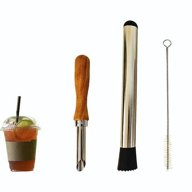 Lemonade Cup Lid Straw Hole Puncher and Muddler, Plastic Lid Hole Puncher, Essential Bar Tools and Accessories – Lemon & Fruit Muddler for Beverage Mixing & Lemonade Stand Supplies