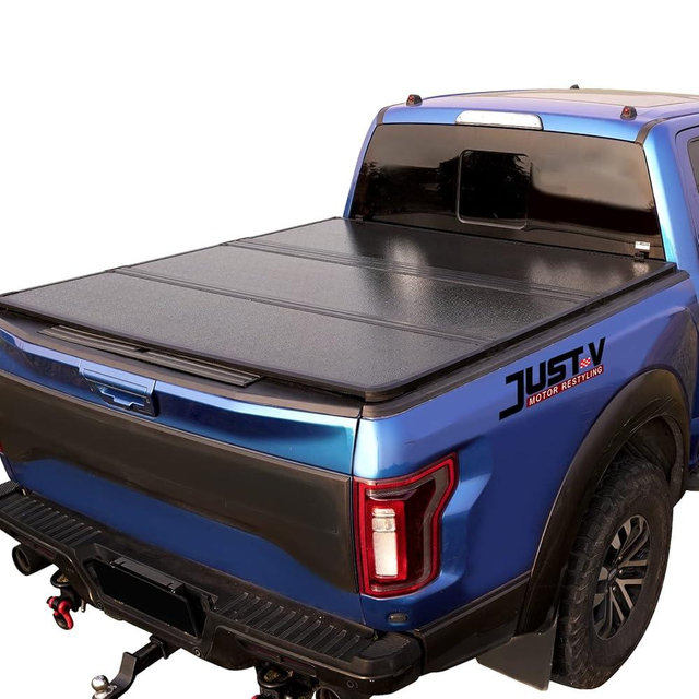 JUST-V Hard Tri-Fold Truck Bed Tonneau Cover Replacement for 2015-2024 Ford F150 F-150 (Excl. Raptor Series) 5.5Ft Bed, FRP Textured Black, Styleside, All Weather
