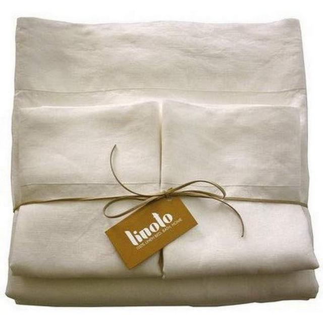 Linoto 100% Linen Sheet Set, 4-Piece European Bedding Set with Linen Flat Sheet, Fitted sheet, and 2 Pillow Cases, Low-Wrinkle and Breathable Fabric, King Size Bed Sheet, Ivory