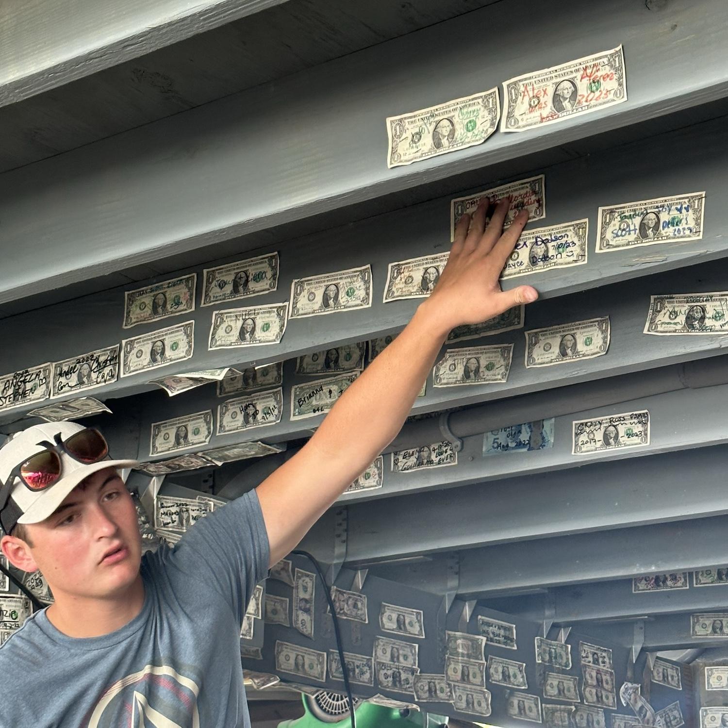We wrote “Jayce Dodson” on this dollar bill six months before we got engaged!