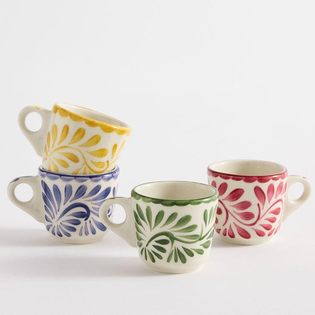 Puebla Espresso Cups, Mixed Set of 4