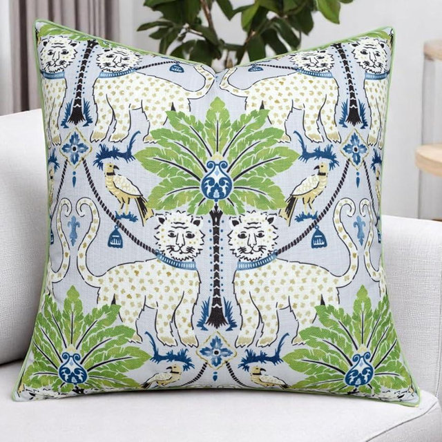 MANOJAVAYA Shorey Wild Printed 20x20 Inch Pillow Cover - Square Cushion Cover - Decorative Accent for Sofa, Couch, Chair, Bedroom, Farmhouse - Indoor/Outdoor Throw Pillow - Minimalist Cozy Room Décor