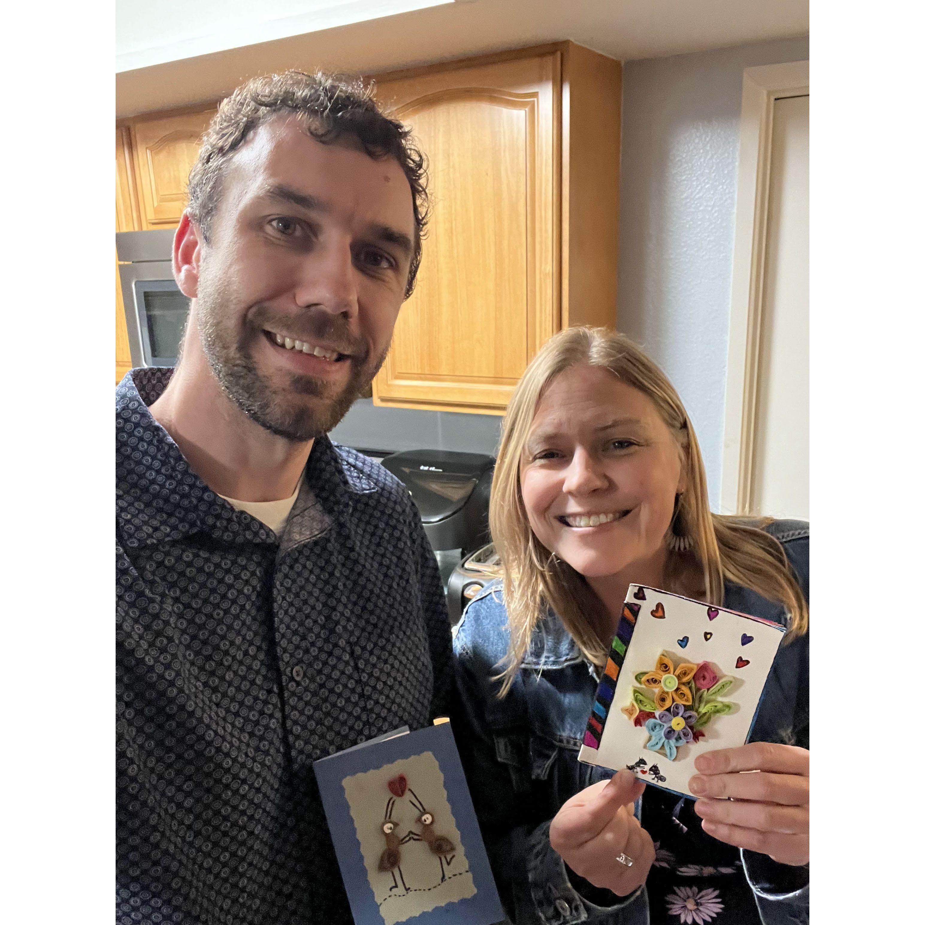 Tim and Michele with cards made by the Promise girls in Nepal. Those girls have been so sweetly praying for both of them over the years.