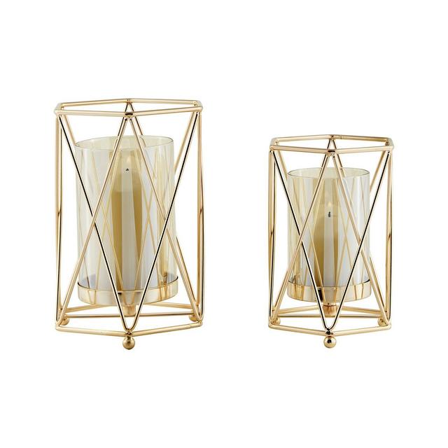 Danya B Prism Warm Hurricane 2-Piece Candle Holders Set