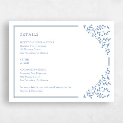 Dusty Blue Wedding Enclosure - Ivy Letterpress