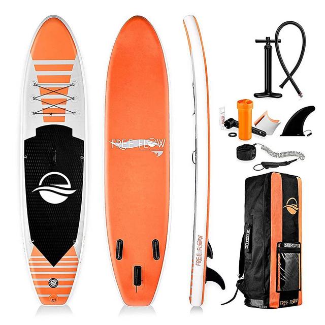 SereneLife Inflatable Stand Up Paddle Board (6 Inches Thick) with Premium SUP Accessories & Carry Bag | Wide Stance, Bottom Fin for Paddling, Surf Control, Non-Slip Deck | Youth & Adult Standing Boat