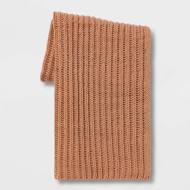 Chunky Knit Throw Blanket Tan - Threshold™