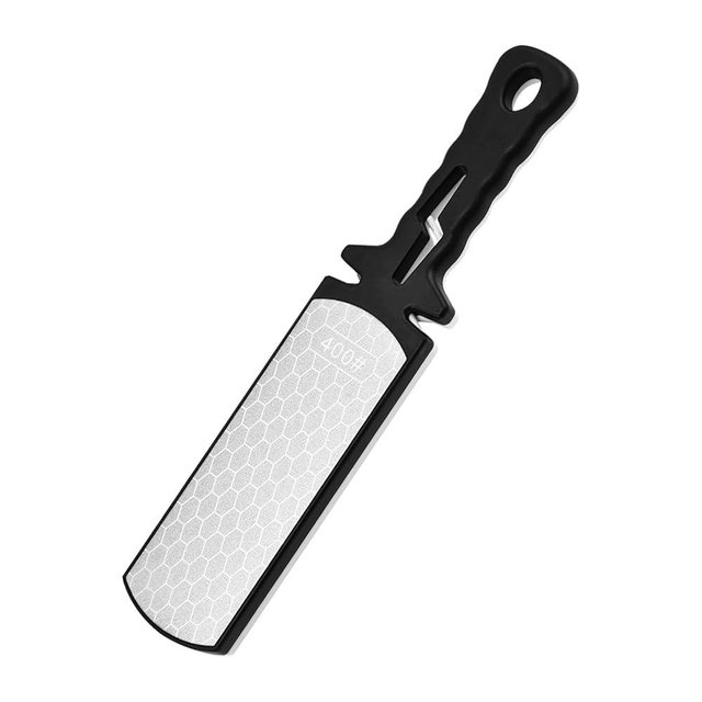 Diamond Sharpening Stone,400/1000 Grit Handheld Double-Sided Diamond Sharpener 5 in 1 Honeycomb Surface Knife Sharpener Plate Whetstone with Ceramic & Tungsten Steel Scissor Slot,White