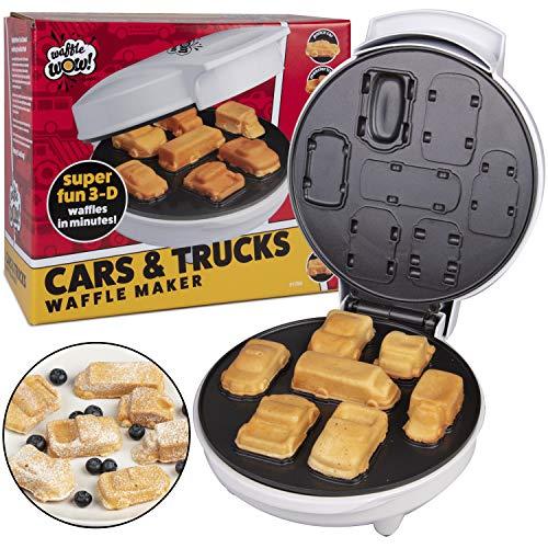 Car Mini Waffle Maker - Make 7 Fun, Different Race Cars, Trucks, and Automobile Vehicle Shaped Pancakes - Electric Non-Stick Pan Cake Kid's Waffler Iron