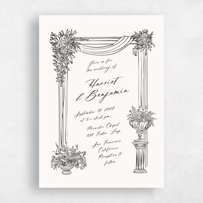 Beige Wedding Invitation - Josette Portrait