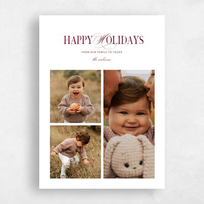 Light Burgundy, Red Holiday Card - Montclair