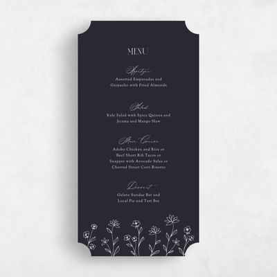 Black Ticket Wedding Menu - Durham