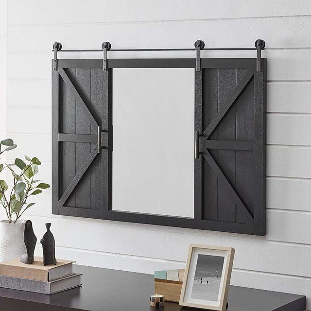 FirsTime & Co. Black Hayloft Farmhouse Barn Door Mirror, Black, 36 x 2 x 26 inches (70253)