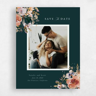 Dark Emerald, Green Wedding Save the Date - Fenella Photo