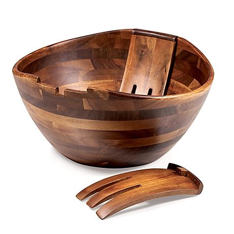 3-Piece Acacia Salad Bowl and Mixing Claws Set