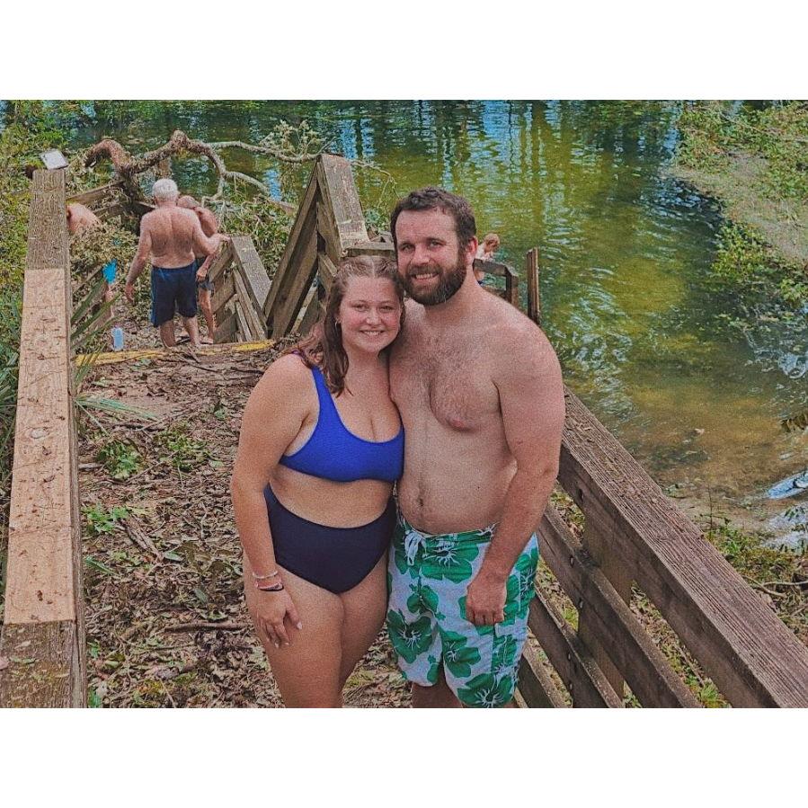 Our first picture together after helping Adam's family clean up from the Hurricane! Yes, we had to "shower" in these springs since there was not water at home haha