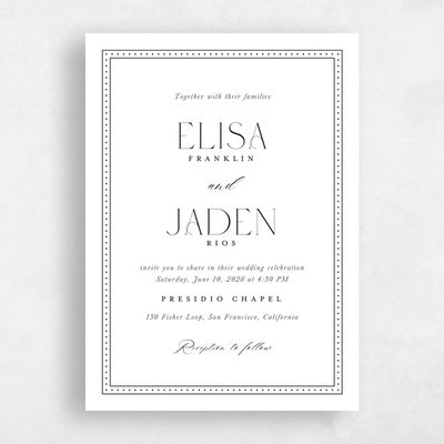 White Wedding Invitation - Calidore Portrait