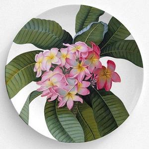 Pink Plumeria Plate, Melamine Plate, Vintage floral Illustration, decorative plate, Dinner Plate, 10" plate, Plumeria design