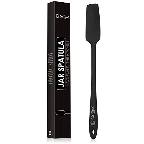 Silicone Jar Spatula | 600F Heat Resistant Non-Stick Rubber Scraper | Perfect for Jars, Smoothies, Blenders | One Piece Utensils | Durable Kitchen Cookware (UpGood Professional Spatulas, Black)
