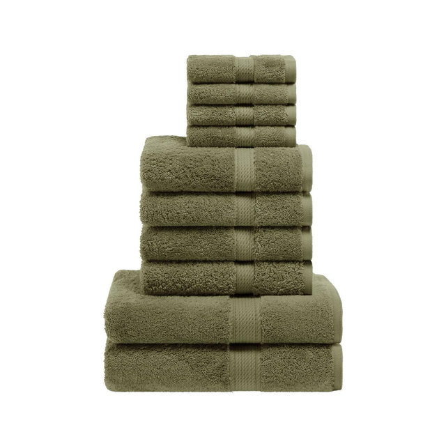Luxury Egyptian Cotton Heavyweight Ultra-Plush 10 Piece Towel Set, Forest Green - Blue Nile Mills