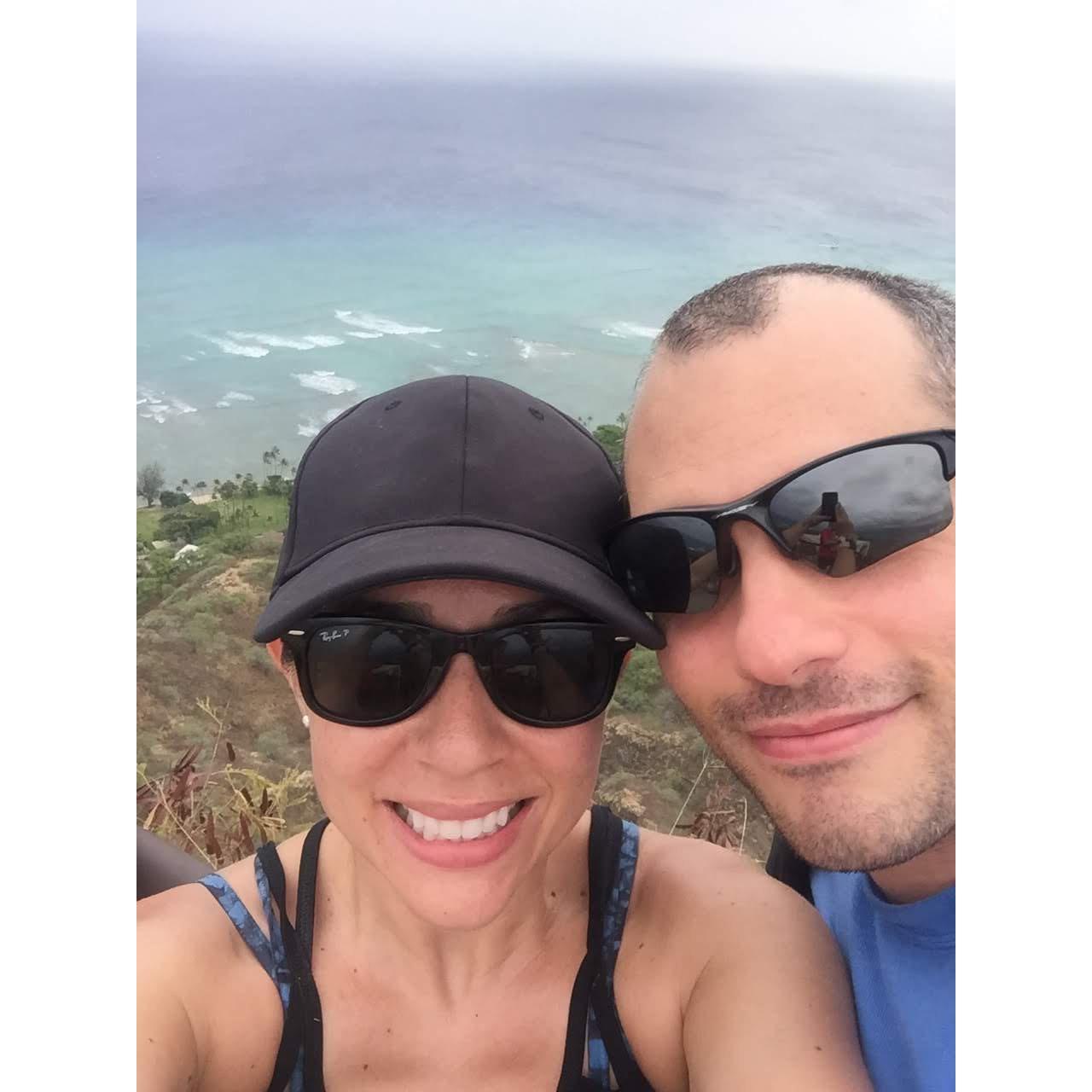 The summit of Diamond Head Trail in Oahu, Hawaii