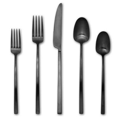 Artisanal Kitchen Supply® Edge 20-Piece Flatware Set in Black Satin